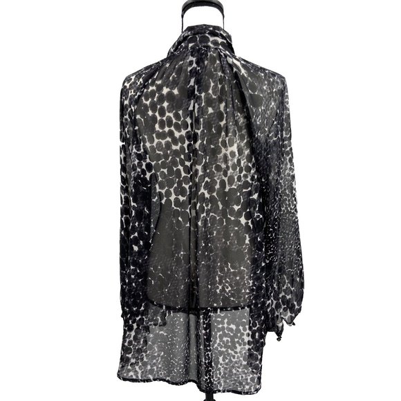 CAbi Sz S Sheer Long Sleeve Button Up Blouse Oversize Shirt Romantic Goth Black - Picture 3 of 9